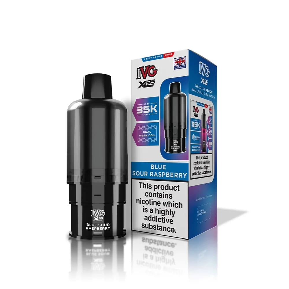 IVG XL 35K Prefilled Pods Blue Sour Raspberry – sweet and tangy blend of premium nic salt flavors