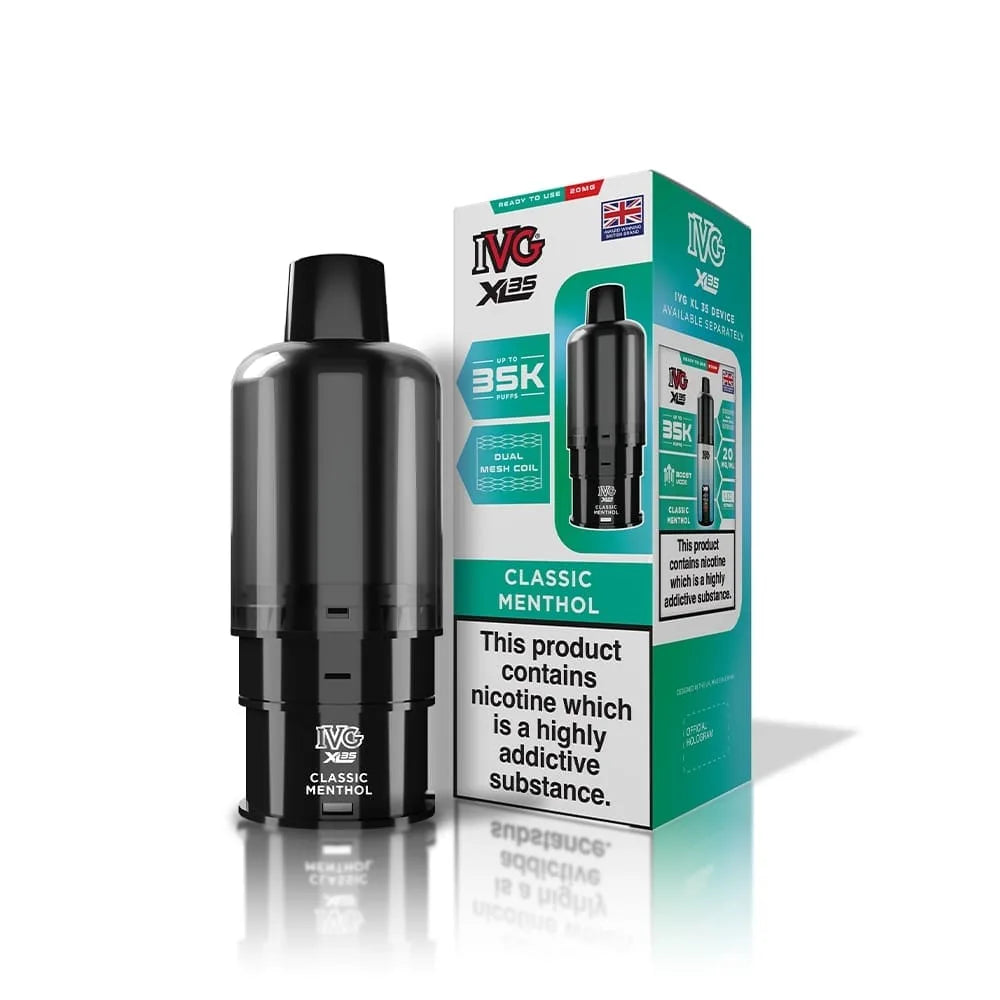 IVG XL 35K Prefilled Pods Classic Menthol – sweet and tangy blend of premium nic salt flavors