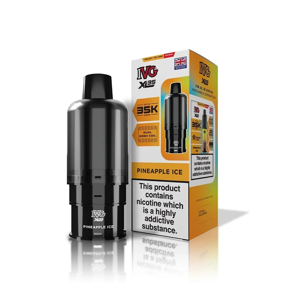 IVG XL 35K Prefilled Pods Pineapple Ice – sweet and tangy blend of premium nic salt flavors