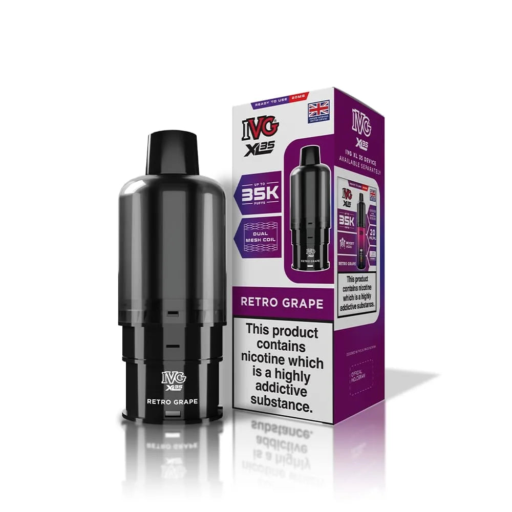 IVG XL 35K Prefilled Pods Retro Grape – sweet and tangy blend of premium nic salt flavors