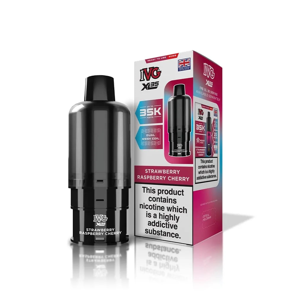 IVG XL 35K Prefilled Pods Strawberry Raspberry Cherry – sweet and tangy blend of premium nic salt flavors