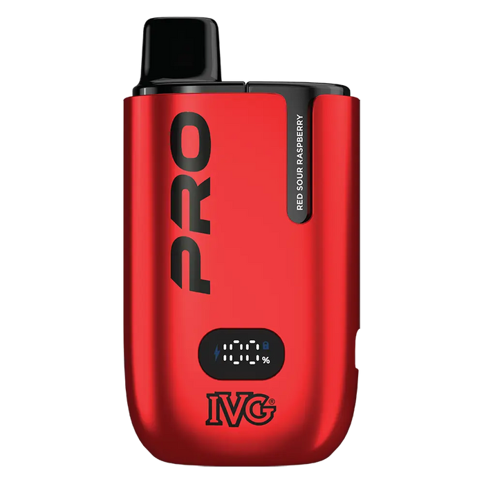 IVG Pro 12 Prefilled Pod Kit in Red Sour Raspberry flavor – sleek vape device with up to 12,000 puffs.