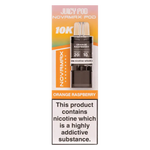 Load image into Gallery viewer, Juicy Pod NovaMax 10K Prefilled Pods in Orange Raspberry flavor – bold vape device with up to 10,000 puffs.
