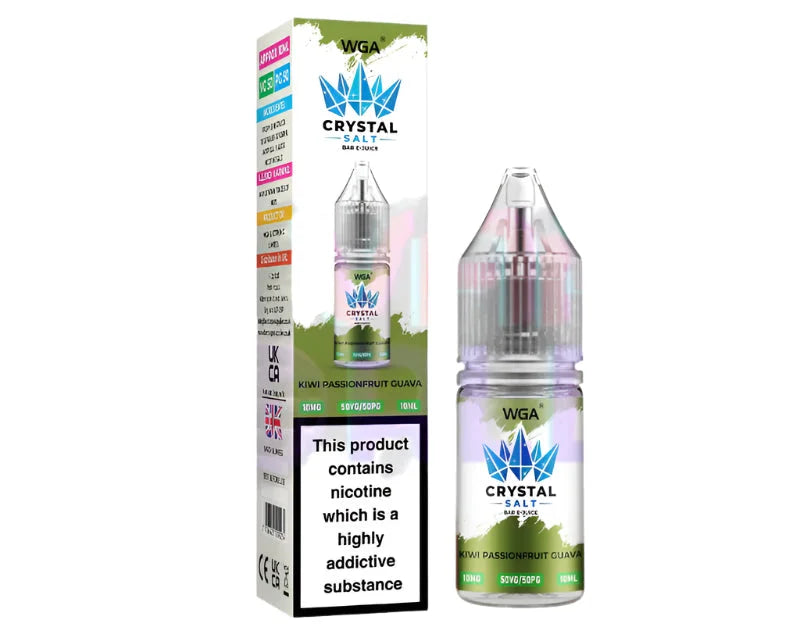 Kiwi Passionfruit Guava WGA Crystal Salt Bar 10ml nic salt e-juice bottle for smooth MTL vaping