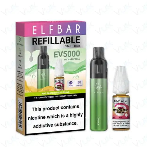 ELF Bar EV5000 Disposable Vape Kit in Kiwi Passionfruit Guava flavor – compact disposable vape with up to 5,000 puffs