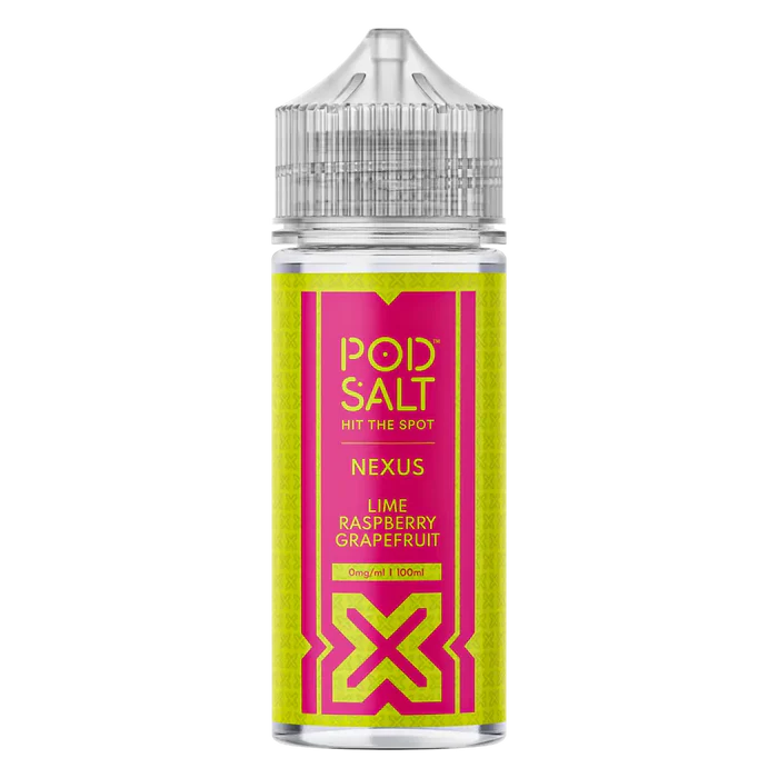 10 × Nexus Pod Salt Vape Juice Nic Salts 50/50 in Lime Raspberry Grapefruit – a ten-bottle set of pre-mixed nic salt e‑liquids in 50/50 VG/PG ratio, featuring a smooth, all-day nicotine delivery.