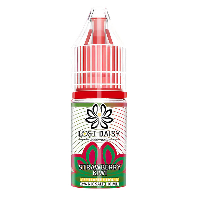 10ml bottle of Lost Daisy 5000 Bar Nic Salt E-Liquid in Strawberry Kiwi flavor, smooth nicotine salt formula designed for pod kits and mouth-to-lung vaping.