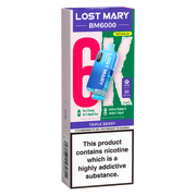Lost Mary BM6000 Big Puff Kit in Triple Berry flavor – bold disposable vape with up to 6,000 puffs.