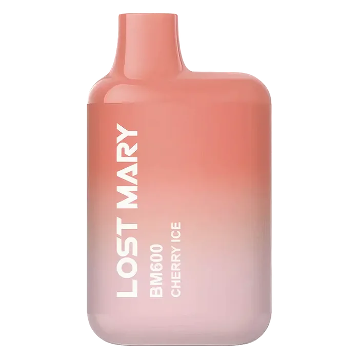 Lost Mary BM600 Prefilled Pod Kit in Cherry Ice flavor, a compact and stylish, prefilled and ready to use with smooth nicotine salt e-liquid for a satisfying vaping experience.