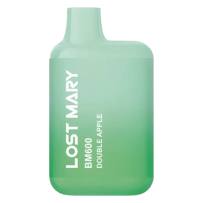 Lost Mary BM600 Prefilled Pod Kit in double apple flavor, a compact and stylish, prefilled and ready to use with smooth nicotine salt e-liquid for a satisfying vaping experience.