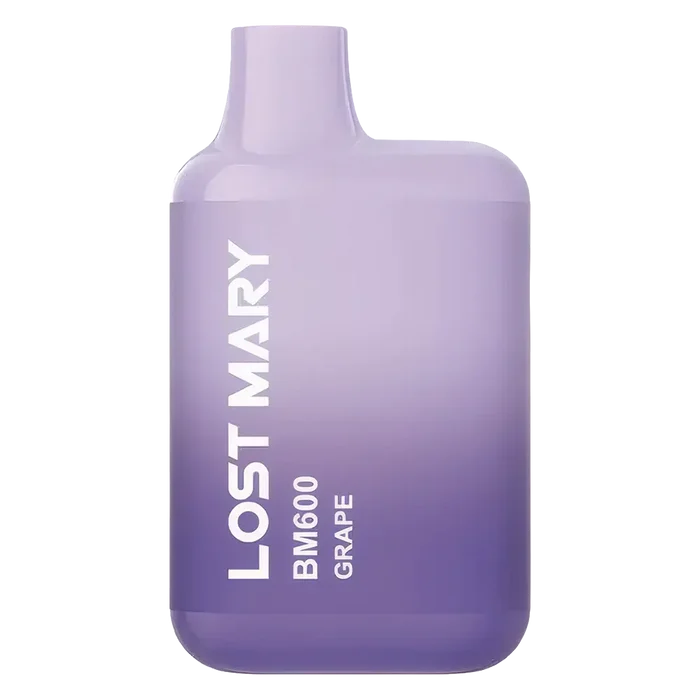Lost Mary BM600 Prefilled Pod Kit in Grape flavor, a compact and stylish, prefilled and ready to use with smooth nicotine salt e-liquid for a satisfying vaping experience.