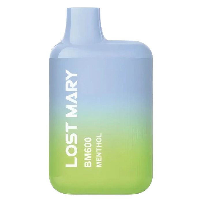 Lost Mary BM600 Prefilled Pod Kit in menthol flavor, a compact and stylish, prefilled and ready to use with smooth nicotine salt e-liquid for a satisfying vaping experience.
