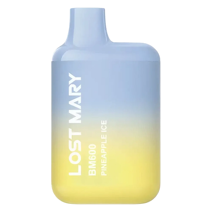 Lost Mary BM600 Prefilled Pod Kit in pineapple ice flavor, a compact and stylish, prefilled and ready to use with smooth nicotine salt e-liquid for a satisfying vaping experience.