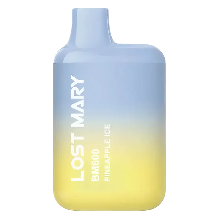 Lost Mary BM600 Prefilled Pod Kit in Pineapple Ice flavor, a compact and stylish, prefilled and ready to use with smooth nicotine salt e-liquid for a satisfying vaping experience.