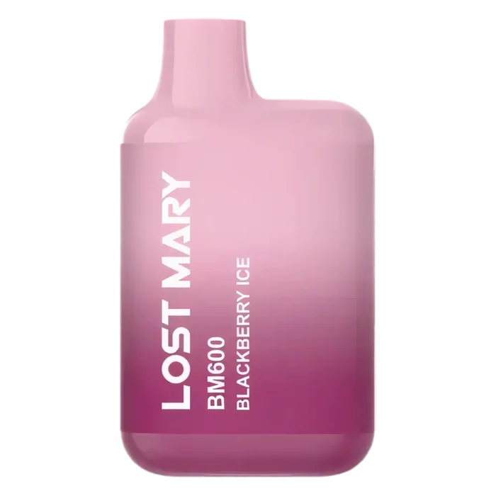Lost Mary BM600 Blackberry Ice Pod Kit – disposable prefilled vape with 600 puffs and 20mg nicotine strength.