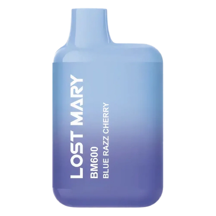 Lost Mary BM600 Prefilled Pod Kit in Blue Razz Cherry flavor, a compact and stylish, prefilled and ready to use with smooth nicotine salt e-liquid for a satisfying vaping experience.