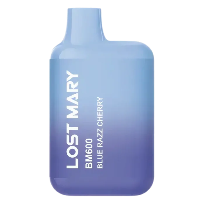 Lost Mary BM600 Blue Razz Cherry Pod Kit – disposable prefilled vape with 600 puffs and 20mg nicotine strength.