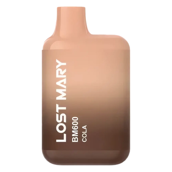 Lost Mary BM600 Prefilled Pod Kit in Cola flavor, a compact and stylish, prefilled and ready to use with smooth nicotine salt e-liquid for a satisfying vaping experience.