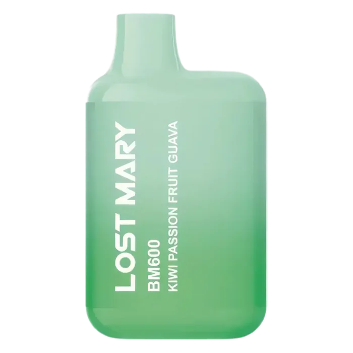 Lost Mary BM600 Kiwi Passion Fruit Guava Pod Kit – disposable prefilled vape with 600 puffs and 20mg nicotine strength.