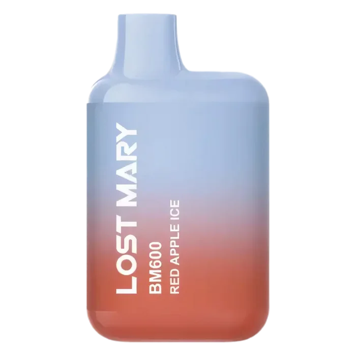 Lost Mary BM600 Red Apple Ice Pod Kit – disposable prefilled vape with 600 puffs and 20mg nicotine strength.