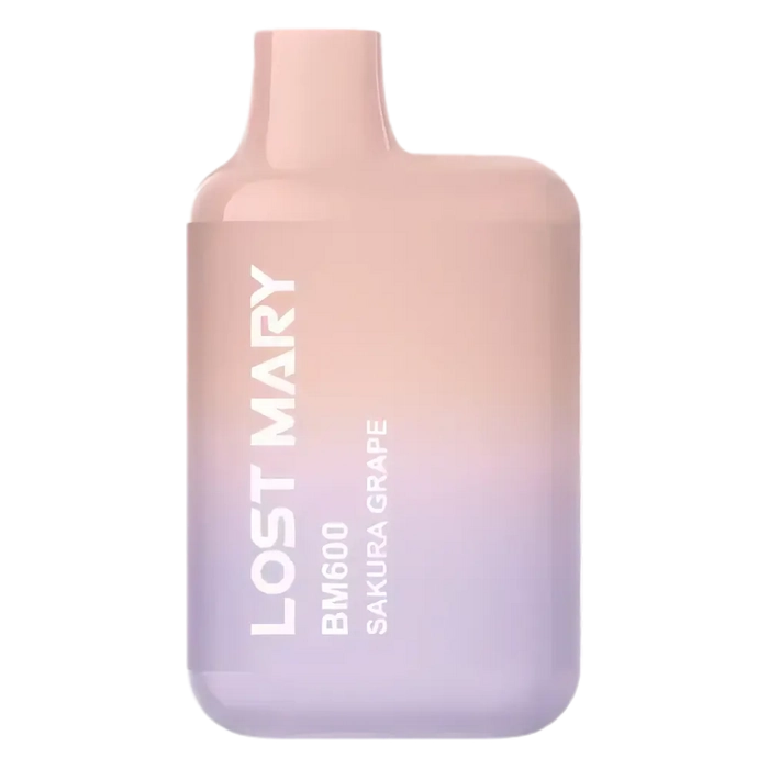 Lost Mary BM600 Prefilled Pod Kit in Sakura Grape flavor, a compact and stylish, prefilled and ready to use with smooth nicotine salt e-liquid for a satisfying vaping experience.