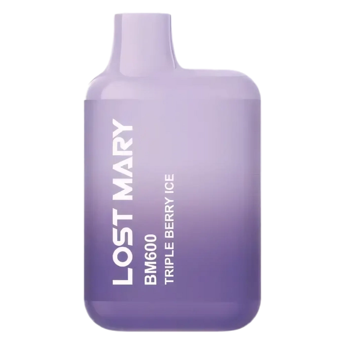 Lost Mary BM600 Prefilled Pod Kit in Triple Berry Ice flavor, a compact and stylish, prefilled and ready to use with smooth nicotine salt e-liquid for a satisfying vaping experience.