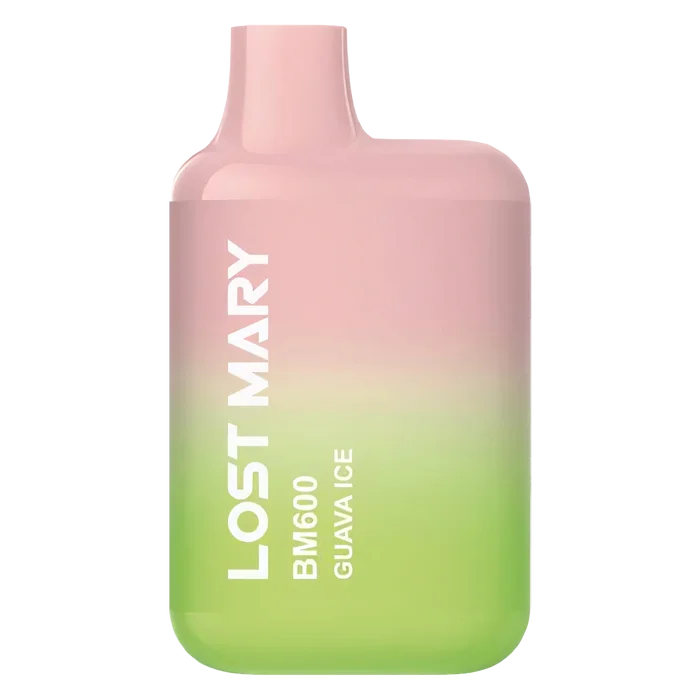 Lost Mary BM600 Guava Ice Pod Kit – disposable prefilled vape with 600 puffs and 20mg nicotine strength.