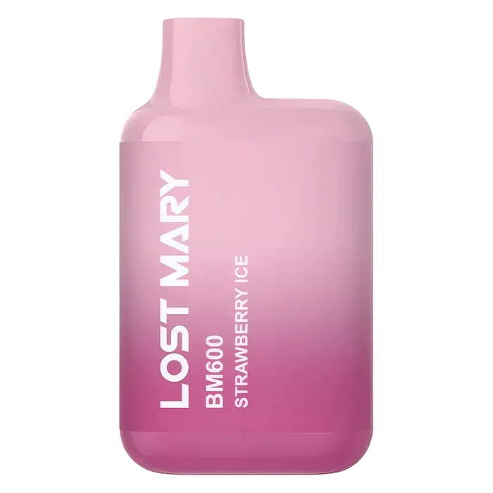 Lost Mary BM600 Prefilled Pod Kit in Strawberry Ice flavor, a compact and stylish, prefilled and ready to use with smooth nicotine salt e-liquid for a satisfying vaping experience.