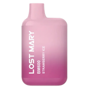 Lost Mary BM600 Prefilled Pod Kit in Strawberry Ice flavor, a compact and stylish, prefilled and ready to use with smooth nicotine salt e-liquid for a satisfying vaping experience.