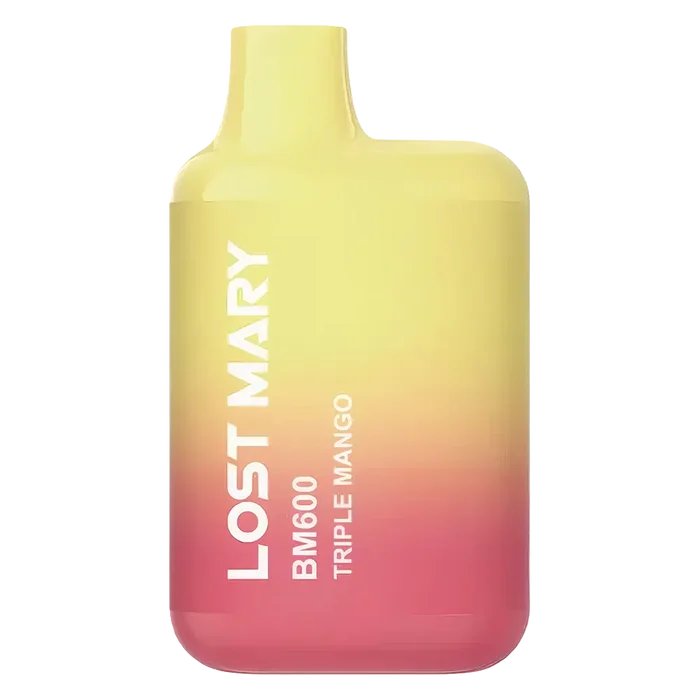 Lost Mary BM600 Prefilled Pod Kit in Triple Mango flavor, a compact and stylish, prefilled and ready to use with smooth nicotine salt e-liquid for a satisfying vaping experience.