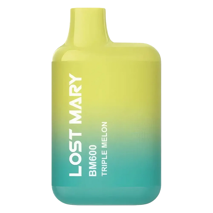 Lost Mary BM600 Prefilled Pod Kit in triple melon flavor, a compact and stylish, prefilled and ready to use with smooth nicotine salt e-liquid for a satisfying vaping experience.