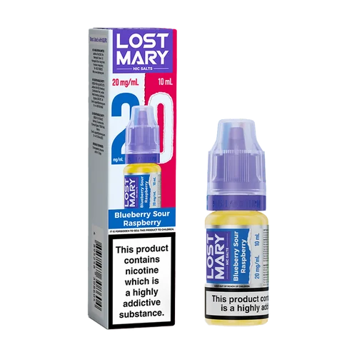 Blueberry Sour Raspberry Lost Mary Nic Salts 10ml e-liquid for refillable pod kits, available in multiple flavours