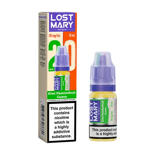 Kiwi Passionfruit Guava Lost Mary Nic Salts 10ml e-liquid for refillable pod kits, available in multiple flavours