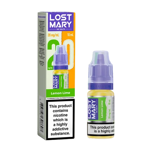 Lemon Lime Lost Mary Nic Salts 10ml e-liquid for refillable pod kits, available in multiple flavours