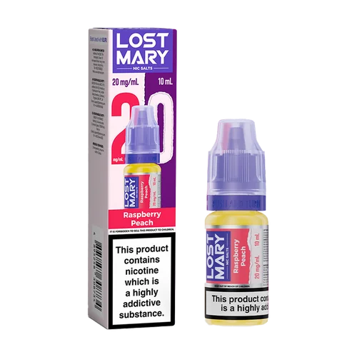 Raspberry Peach Lost Mary Nic Salts 10ml e-liquid for refillable pod kits, available in multiple flavours
