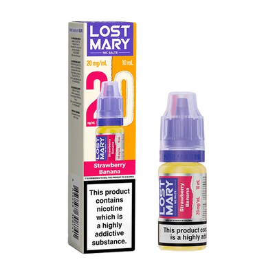 Strawberry Banana Lost Mary Nic Salts 10ml e-liquid for refillable pod kits, available in multiple flavours
