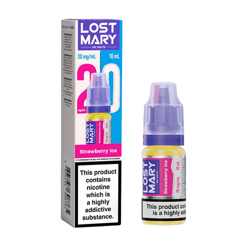 Strawberry Ice Lost Mary Nic Salts 10ml e-liquid for refillable pod kits, available in multiple flavours