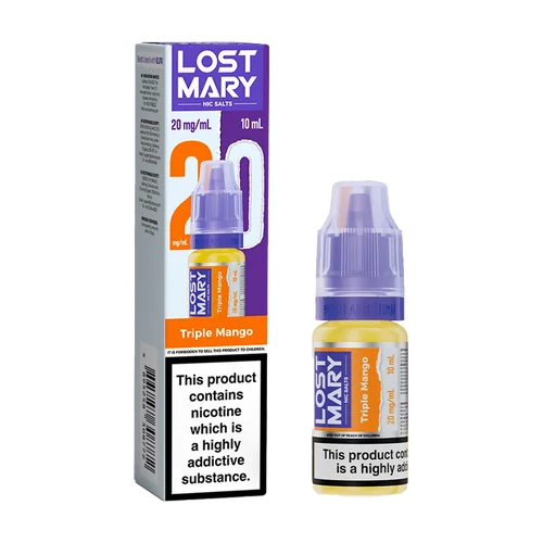 Triple Mango Lost Mary Nic Salts 10ml e-liquid for refillable pod kits, available in multiple flavours