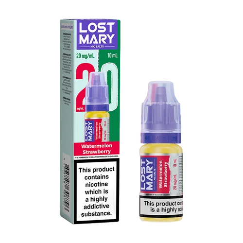 Watermelon Strawberry Lost Mary Nic Salts 10ml e-liquid for refillable pod kits, available in multiple flavours