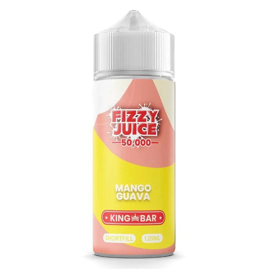 100ml shortfill bottle of Fizzy Juice 50000 E-Liquid in Mango Guava flavor, nicotine-free with space for nic shots, ideal for sub-ohm devices and cloud chasing.