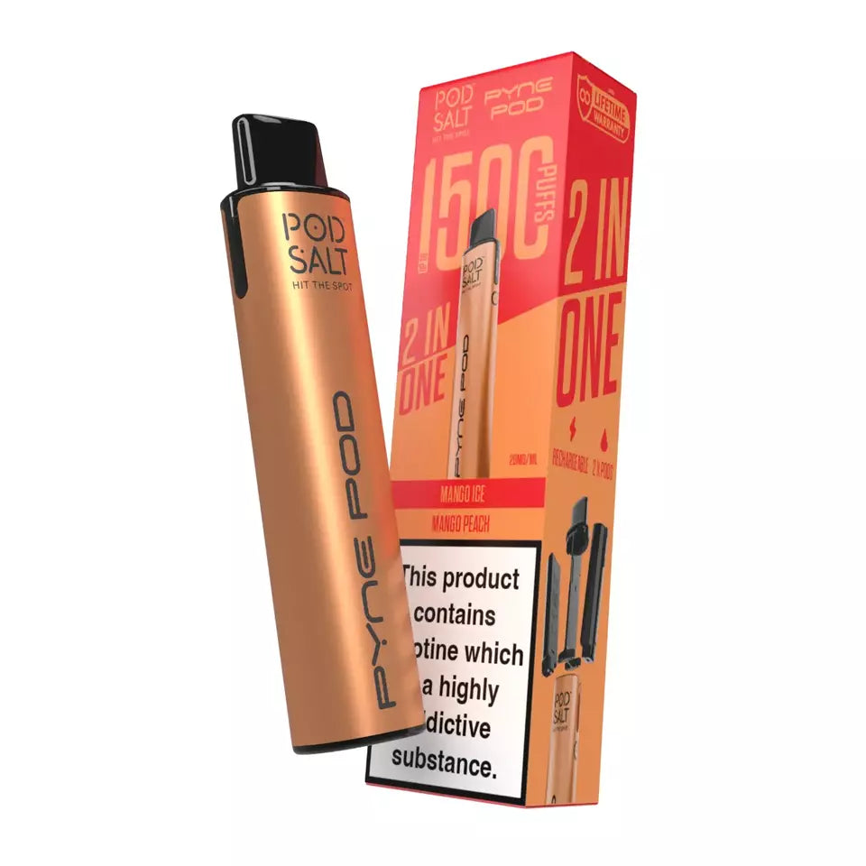 Pyne Pod 2 in 1 Disposable Vape Kit in Mango Edition – dual-flavor disposable vape with up to 9,000 puffs for versatile, fruity vaping.