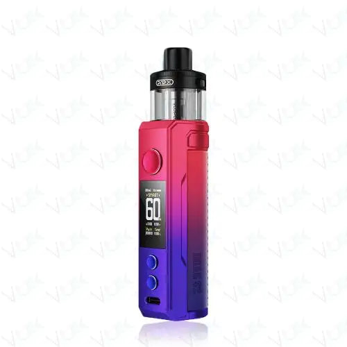 Voopoo Drag S2 60W Pod Kit in Modern Red – powerful and vibrant vape device with up to 60W output, dynamic silver gradient finish, and advanced airflow and performance control.