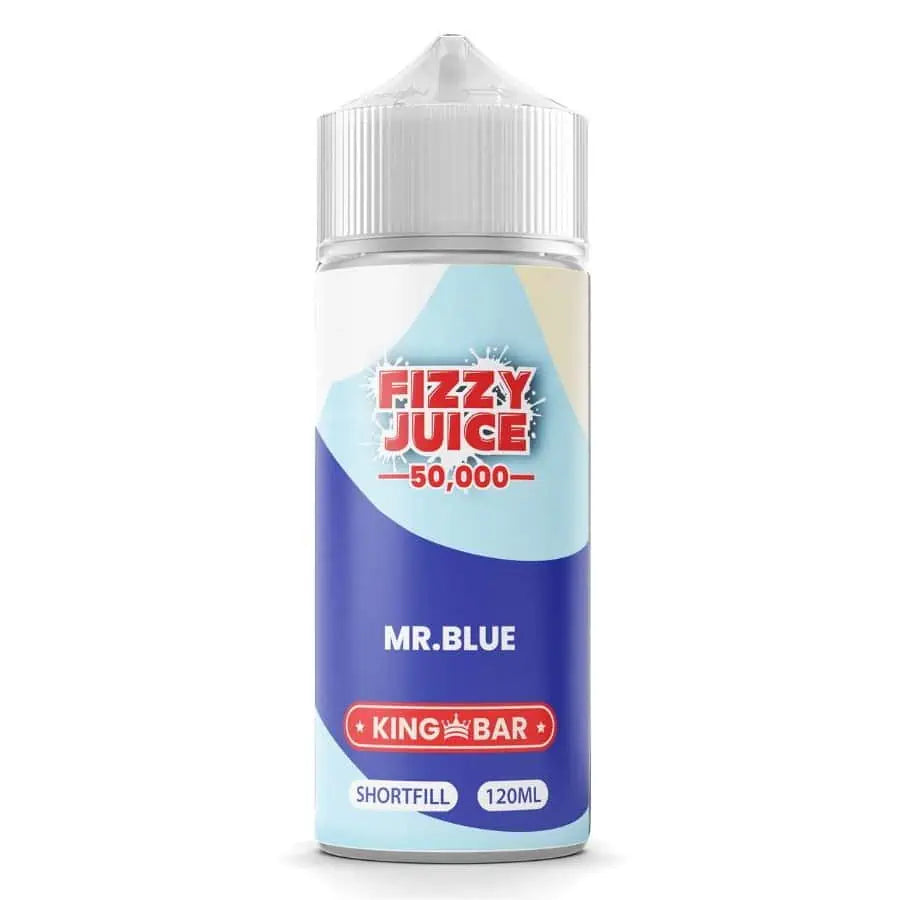 100ml shortfill bottle of Fizzy Juice 50000 E-Liquid in Mr. Blue flavor, nicotine-free with space for nic shots, ideal for sub-ohm devices and cloud chasing.