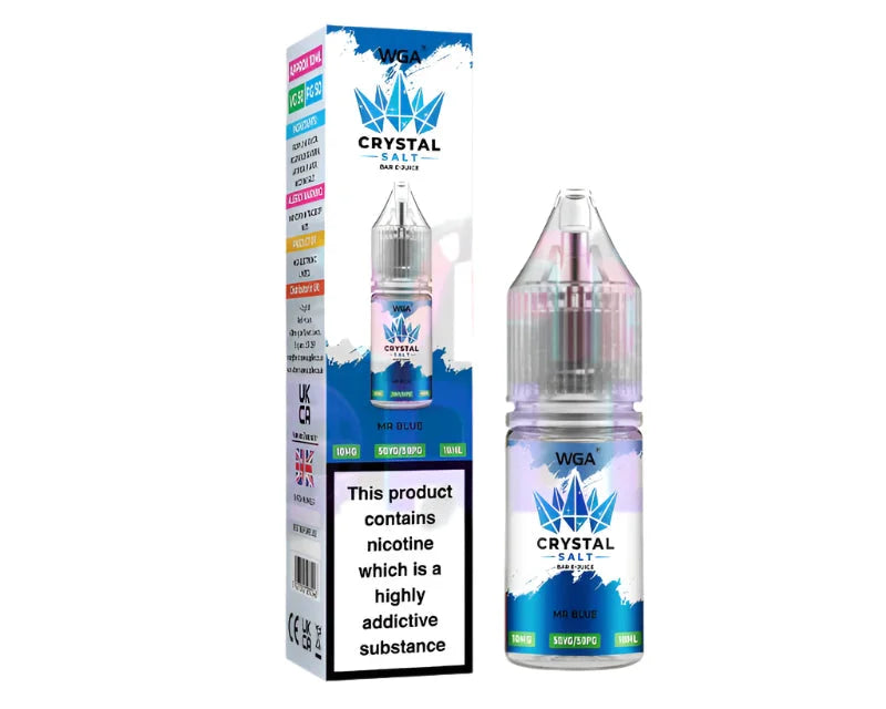 Mr Blue WGA Crystal Salt Bar 10ml nic salt e-juice bottle for smooth MTL vaping
