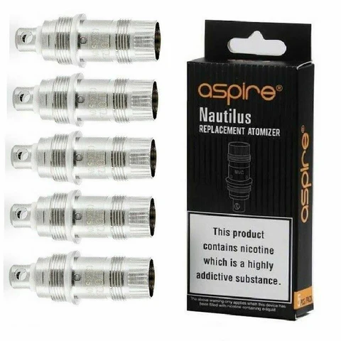 Pack of five genuine Aspire Nautilus/Nautilus Mini bottom vertical coils (BVC) for smooth flavor and vapor production.