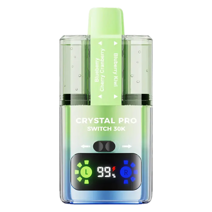 Crystal Pro Switch 30K Prefilled Pod Kit in Blueberry Cherry Cranberry/Blueberry Kiwi flavor – versatile vape device with up to 30,000 puffs.