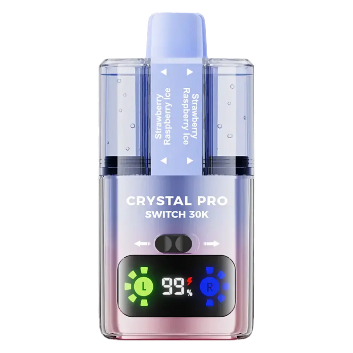 Crystal Pro Switch 30K Prefilled Pod Kit in Strawberry Raspberry Ice flavor – versatile vape device with up to 30,000 puffs.
