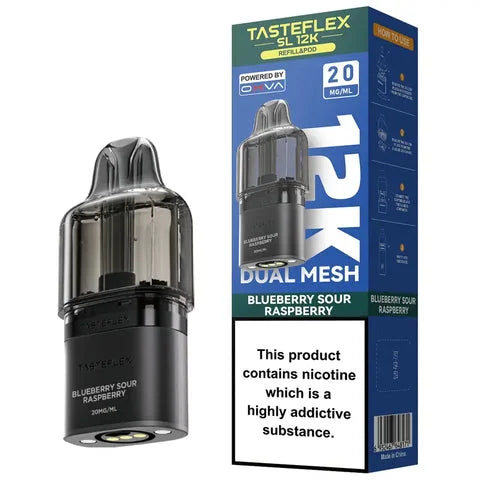OXVA Tasteflex SL 12K Blueberry Sour Raspberry prefilled pods offering up to 12000 puffs with rich flavour