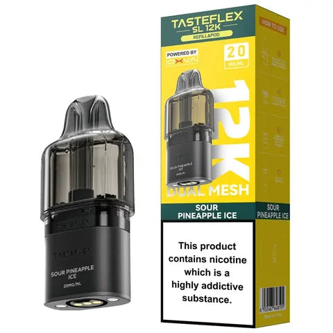 OXVA Tasteflex SL 12K Sour Pineapple Ice prefilled pods offering up to 12000 puffs with rich flavour