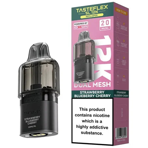 OXVA Tasteflex SL 12K Strawberry Blueberry Cherry prefilled pods offering up to 12000 puffs with rich flavour